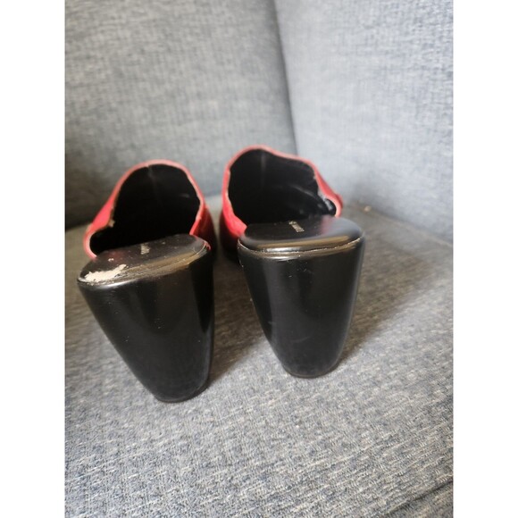 Tommy Hilfiger Women's Red Leather Clog Mule Slides Wedge Heels Size 10 - Picture 5 of 7